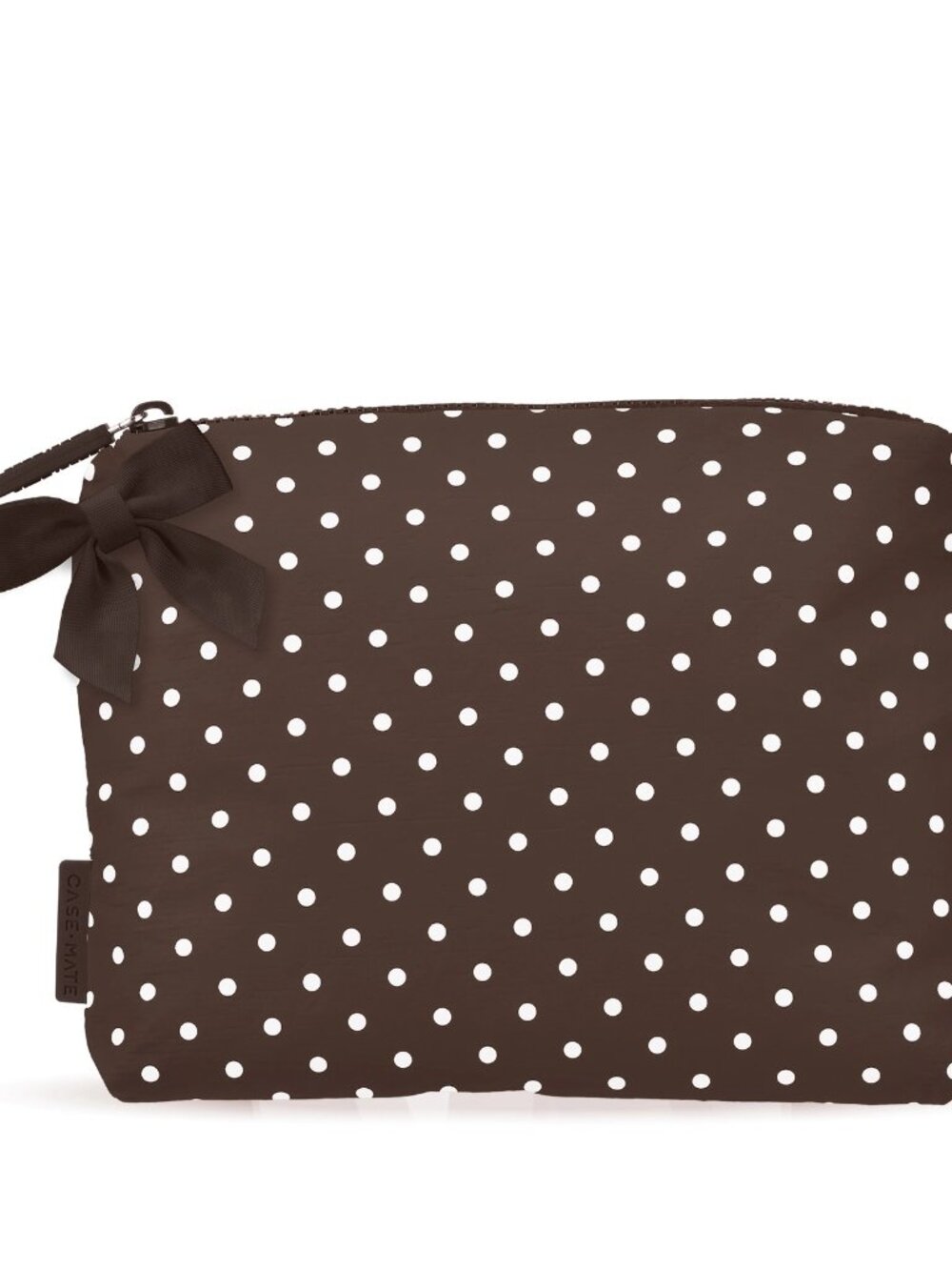 Case-Mate Espresso Polka Dot Bow Crinkle Makeup Bag Waterproof Pouch NWT